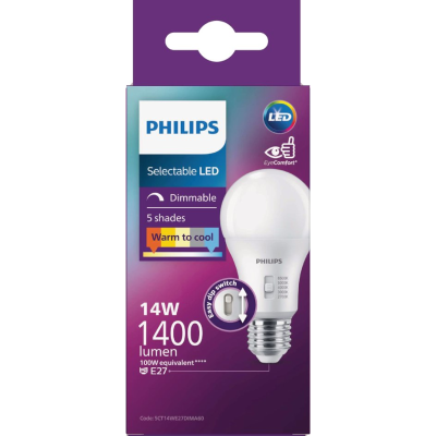 Philips Selectable LED Dimmable 5 Shades 14W 1400 Lumen Screw Bulb 1pk