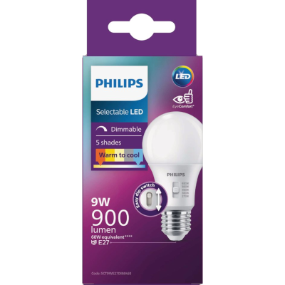 Philips Selectable LED Dimmable 5 Shades 9W 900 Lumen Screw Bulb 1pk