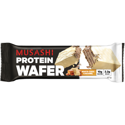 Musashi White Choc Caramel Protein Wafer Bar 40g