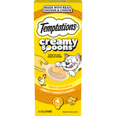 Temptations Creamy Spoons Chicken & Cheese Treats For Cats 4 x 10g