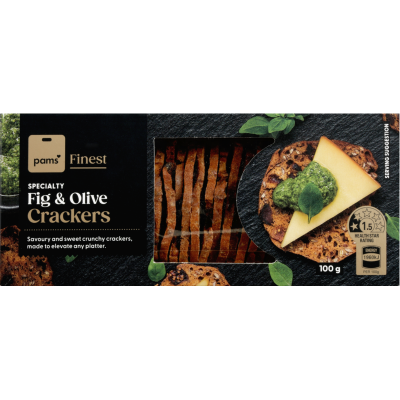 Pams Finest Specialty Fig & Olive Crackers 100g