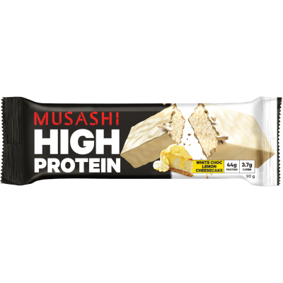 Musashi White Choc Lemon Cheesecake High Protein Bar 90g