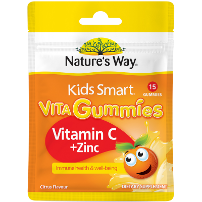 Natures Way Kids Smart Citrus Flavour Vitamin C + Zinc Gummies 15pk