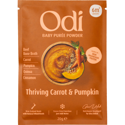 Odi Thriving Carrot & Pumpkin Puree Powder Baby Food 6m+ Smooth 20g