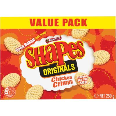 Arnott's Shapes Originals Chicken Crimpy Crackers 250g