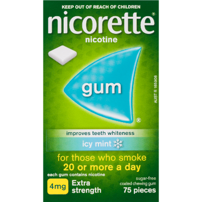 Nicorette Icy Mint 4mg Extra Strength Nicotine Gum 75pk