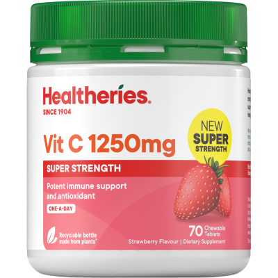 Healtheries Vit C 1250mg Strawberry Flavour Chewable Tablets 70pk