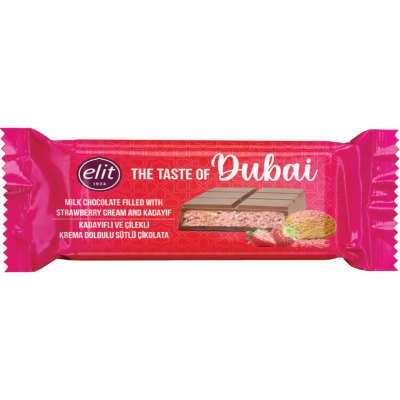 Elit The Taste Of Dubai Strawberry Cream And Kadaif Chocolate Bar 90g