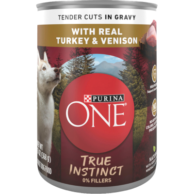 Purina ONE True Instinct Tender Cuts in Gravy With Real Turkey & Venison Wet Dog Food 368g