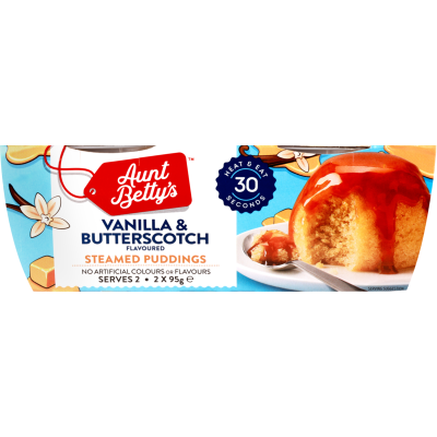 Aunt Betty's Vanilla & Butterscotch Steamed Puddings 2 x 95g