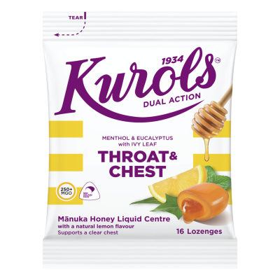 Kurol's Menthol & Eucalyptus With Ivy Leaf Throat & Nose Lozenges 16pk
