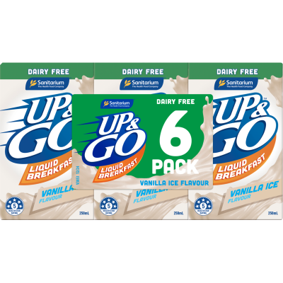 Sanitarium Up & Go Dairy Free Vanilla Ice Flavour Liquid Breakfast 6 x 250ml