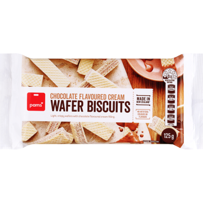 Pams Chocolate Flavoured Cream Wafer Biscuits 125g