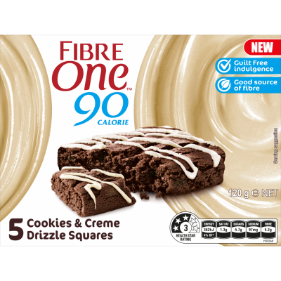 Fibre One Cookies & Creme Drizzle Squares 120g