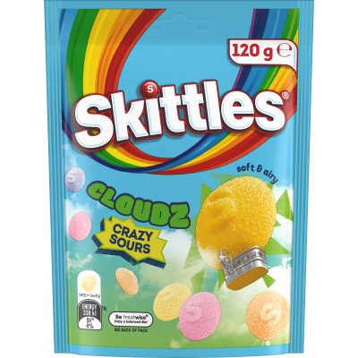 Skittles Cloudz Crazy Sours Chewy Lollies Bag 120g