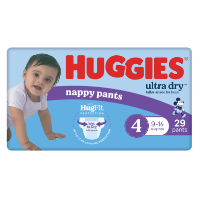 Huggies Ultra Dry Nappies Pants Toddlers Boy Size 4 9-14kg 29pk