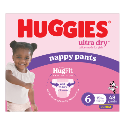 Huggies Ultra Dry Nappy Pants Junior Girl Size 6 15kg+ 48pk
