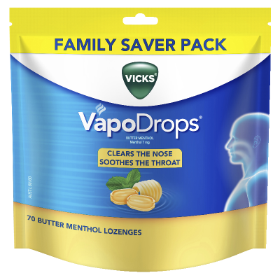 Vicks VapoDrops Butter Menthol Lozenges 70pk