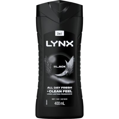 Lynx Black All Day Fresh + Clean Feel Body Wash 400ml