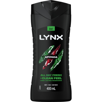 Lynx Africa All Day Fresh + Clean Feel Body Wash 400ml