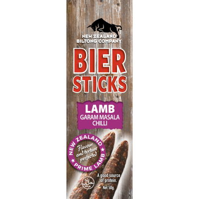 New Zealand Biltong Lamb Garam Masala Chilli Bier Sticks 50g