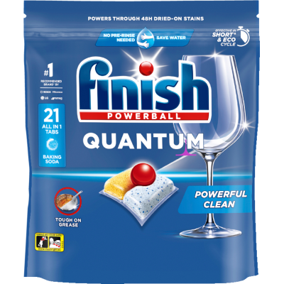 Finish Quantum All-In-1 Baking Soda Dishwasher Tablets 21pk