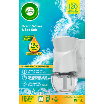 Air Wick Essential Oil Ocean Waves & Sea Salt Air Freshener Plug In Diffuser 19ml