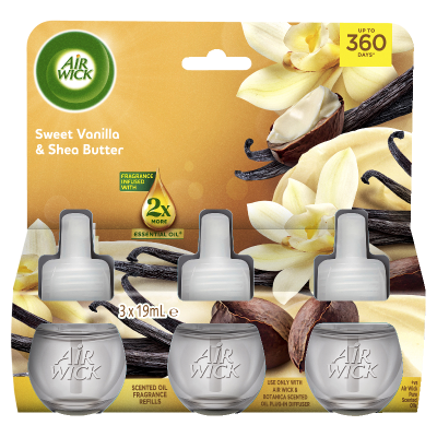 Air Wick Essential Oil Sweet Vanilla & Shea Butter Air Freshener Refill 3 x 19ml