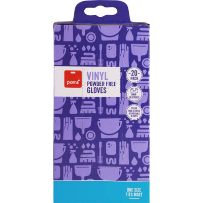 Pams Vinyl Powder Free Disposable Gloves 20pk