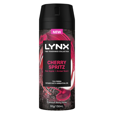 Lynx Cherry Spritz Red Apple + Amber Scent 72hr Antiperspirant Body Spray 150ml