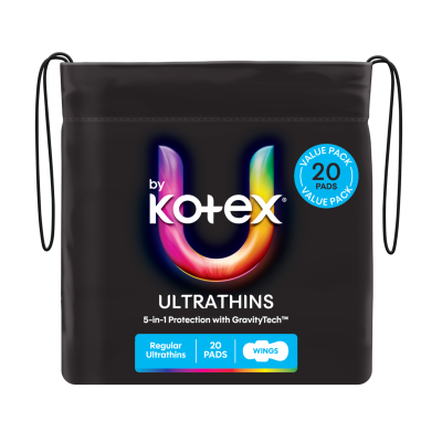 U By Kotex Ultrathins Regular Pads With Wings 20pk