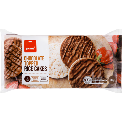 Pams Chocolate Topped Rice Cakes 6 x 16.7g