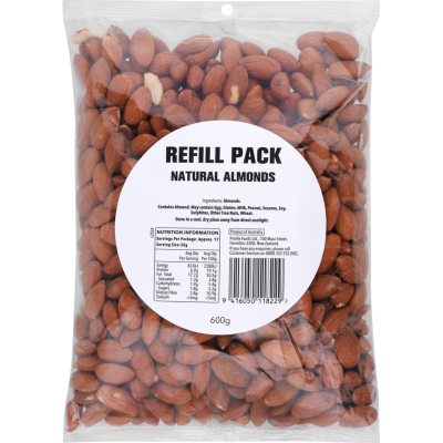 Natural Almonds Refill Pack 600g