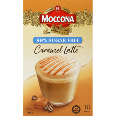 Moccona Sugar Free Caramel Latte Coffee Sachets 10 x 11g