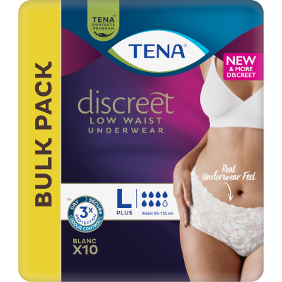 Tena Discreet Woman Low Waist White Large Incontinence Pants 10pk