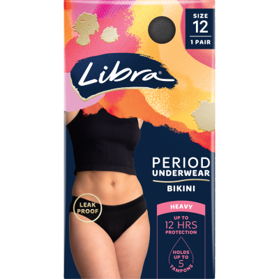 Libra Period Underwear Bikini Black 12 1pk