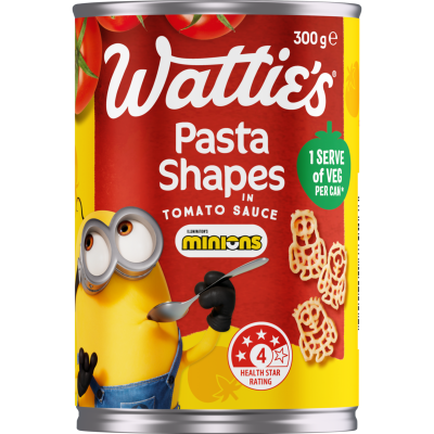 Wattie's Minion Shapes In Tomato Sauce Pasta Meals 300g