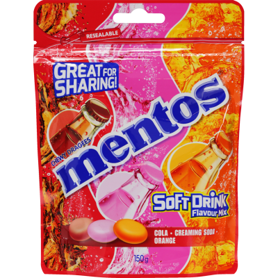 Mentos Soft Drink Flavour Soda Share Bag 150g