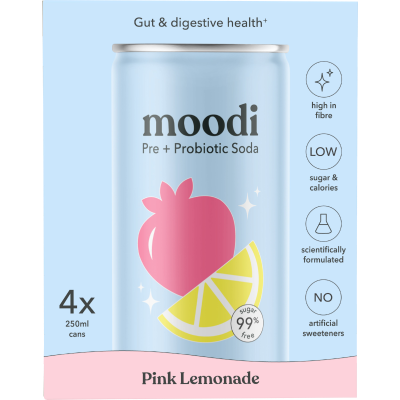 Moodi Pink Lemonade Carbonated Drinks 4 x 250ml
