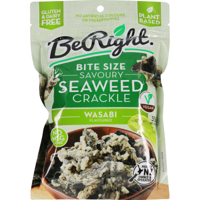 Be Right Wasabi Bite Size Savoury Seaweed Crackle Snack 35g