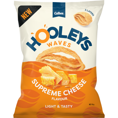 Calbee Hooleys Waves Supreme Cheese Flavour Chips 95g