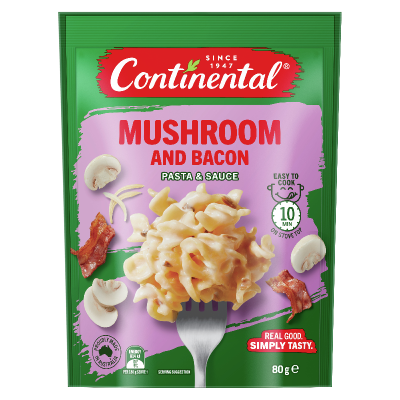 Continental Mushroom & Bacon Pasta & Sauce 80g