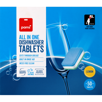 Pams Lemon All In One Dishwasher Tablets 50pk