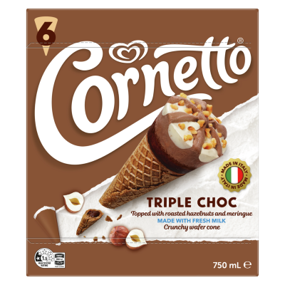 Cornetto Triple Chocolate Frozen Dessert 6 x 125ml