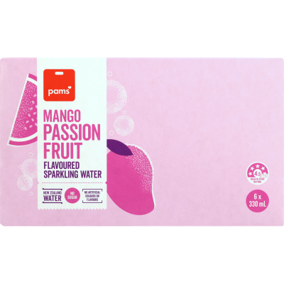 Pams Mango Passion Flavoured Sparkling Water 6 x 330ml