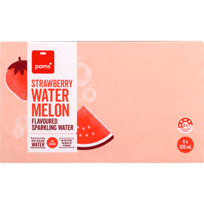 Pams Strawberry Watermelon Flavoured Sparkling Water 6 x 330ml