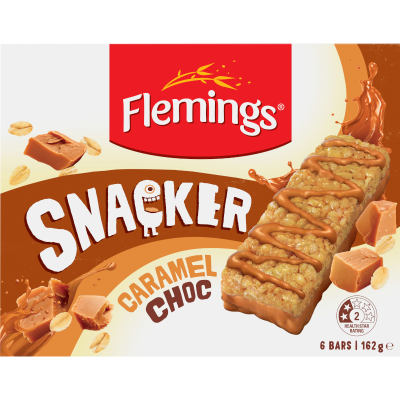 Flemings Snacker Caramel Choc Muesli Bar 6 x 27g