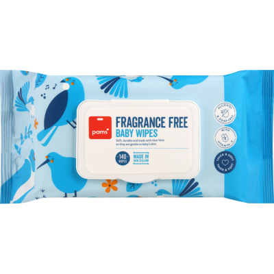 Pams Fragrance Free Baby Wipes 140pk