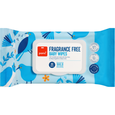 Pams Fragrance Free Baby Wipes 80pk