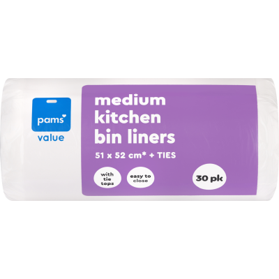 Pams Value Kitchen Bin Liners Medium 30pk